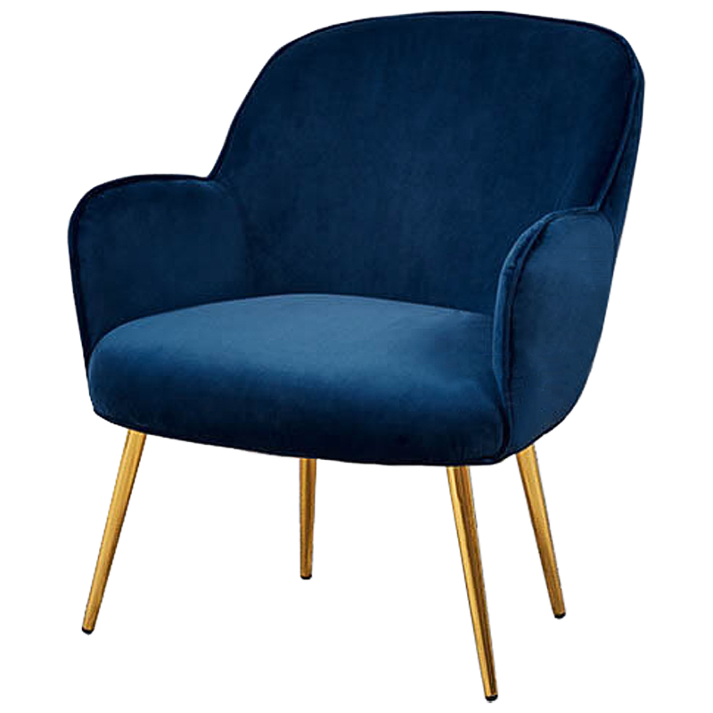 Кресло Waldeck Chair Blue Синий Глянцевое золото Кресло Waldeck Chair Blue Синий Глянцевое золото в Рязани | Loft Concept