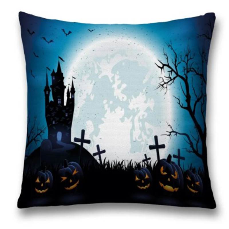 Подушка Halloween Moon Черный Синий Подушка Halloween Moon Черный Синий в Рязани | Loft Concept