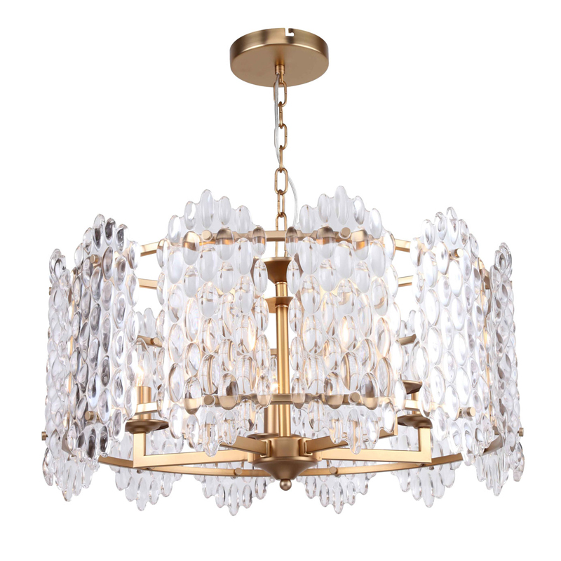 Люстра подвесная Textured Glass Chandelier D61 Прозрачное Стекло Глянцевое золото Люстра подвесная Textured Glass Chandelier D61 Прозрачное Стекло Глянцевое золото в Рязани | Loft Concept