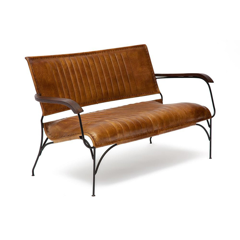 Диван-скамья из натуральной кожи Buffalo Leather Sofa two-seater Коричневый винтаж Черный Диван-скамья из натуральной кожи Buffalo Leather Sofa two-seater Коричневый винтаж Черный в Рязани | Loft Concept