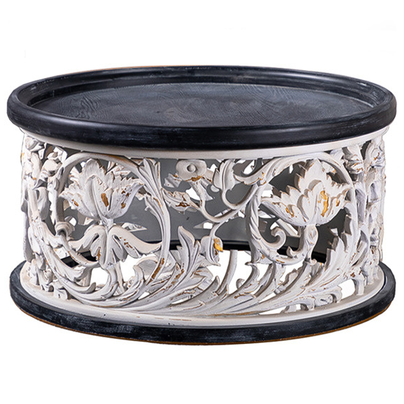 Кофейный стол Fleurette Provence Black White Coffee Table 80 Черный Белый Золотой Кофейный стол Fleurette Provence Black White Coffee Table 80 Черный Белый Золотой в Рязани | Loft Concept