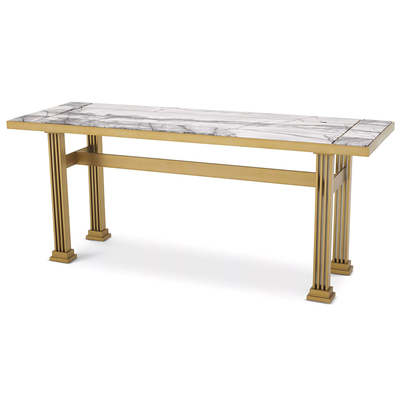 Консоль Eichholtz Console Table The One Латунь Белый Мрамор Bianco Консоль Eichholtz Console Table The One Латунь Белый Мрамор Bianco в Рязани | Loft Concept