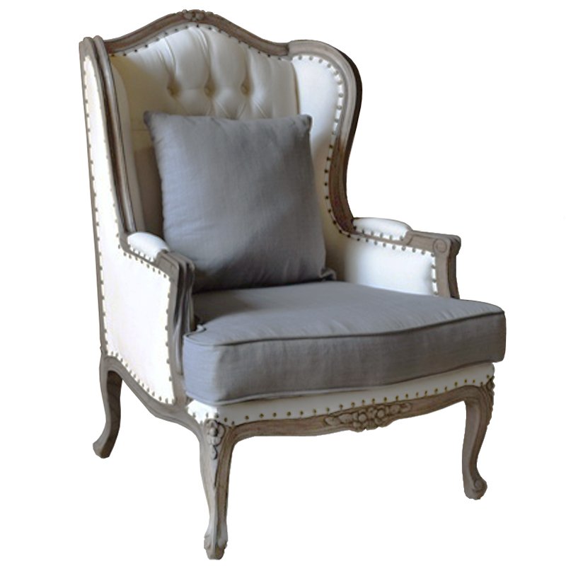 Кресло Villa Grandfather linen ivory ( слоновая кость ) Дерево Темно-Серый Кресло Villa Grandfather linen ivory ( слоновая кость ) Дерево Темно-Серый в Рязани | Loft Concept