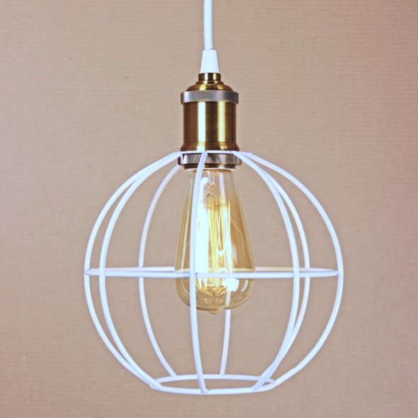 Подвесной светильник Wire Cage Pendant Ball White Белый Подвесной светильник Wire Cage Pendant Ball White Белый в Рязани | Loft Concept