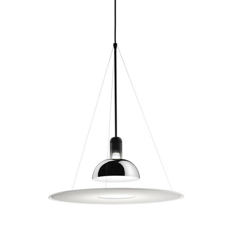 Подвесной светильник Flos Frisbi Lamp Сталь Белое матовое стекло Подвесной светильник Flos Frisbi Lamp Сталь Белое матовое стекло в Рязани | Loft Concept