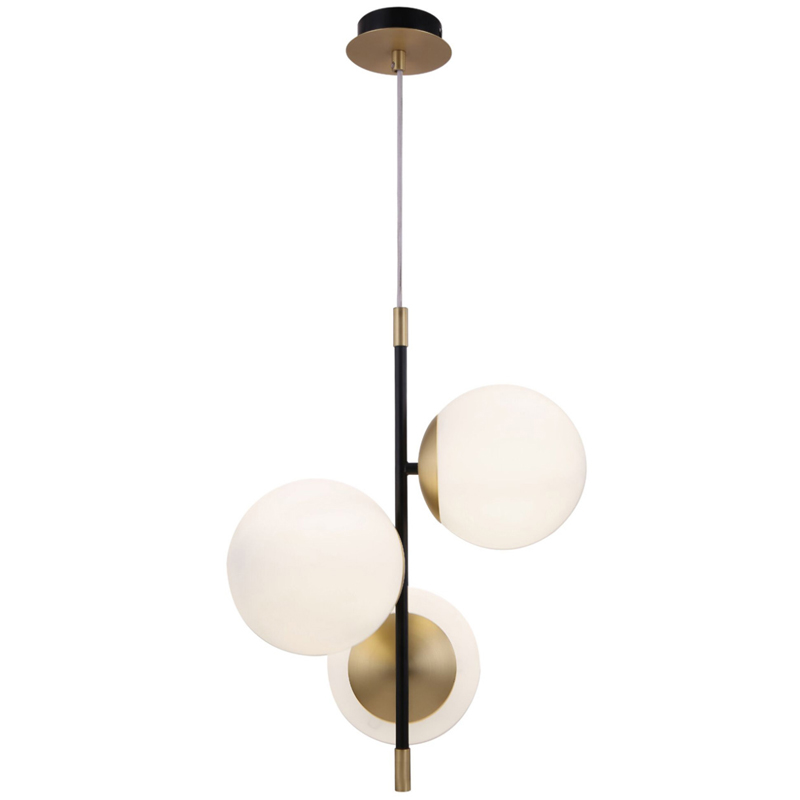 Светильник Spike Three Balls Hanging Lamp матовое золото Прозрачный белый в Рязани | Loft Concept 