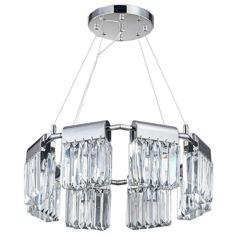 Люстра Crystal Pendants chrome 8 Прозрачное Стекло Хром Люстра Crystal Pendants chrome 8 Прозрачное Стекло Хром в Рязани | Loft Concept