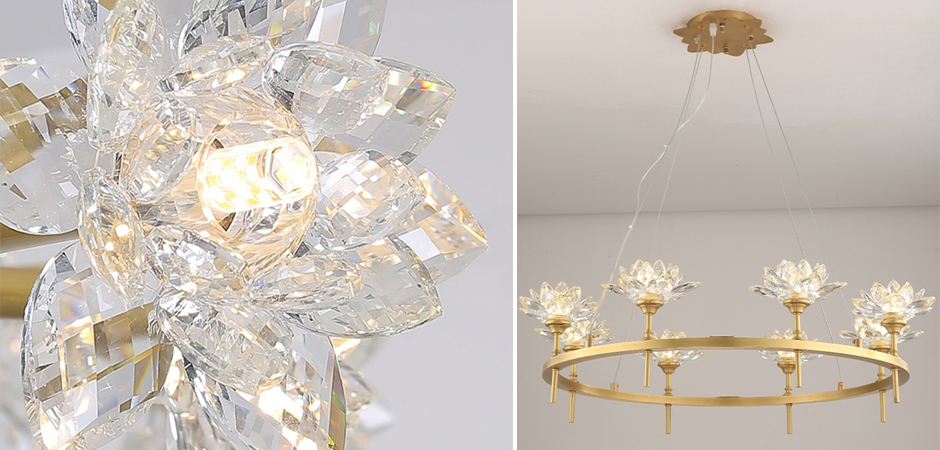 Люстра Хрустальные Цветы Лотоса Lotus flower Clear Glass lamp 8 Люстра Хрустальные Цветы Лотоса Lotus flower Clear Glass lamp 8 - Loft-Concept в Рязани