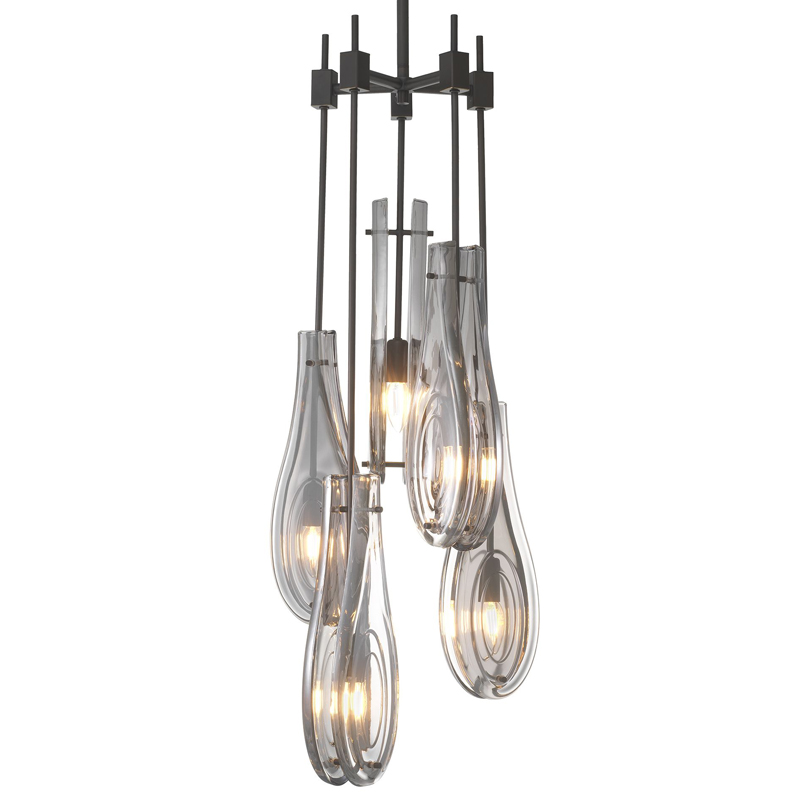 Люстра Eichholtz Chandelier Bellano L Bronze Темная бронза Стекло Смок Люстра Eichholtz Chandelier Bellano L Bronze Темная бронза Стекло Смок в Рязани | Loft Concept