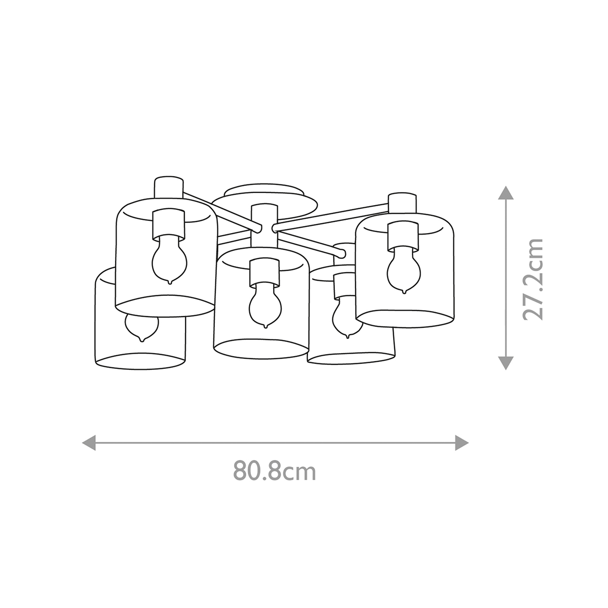 Потолочный светильник цвета латунь с пятью прозрачными цилиндрическими плафонами Hinkley в Рязани