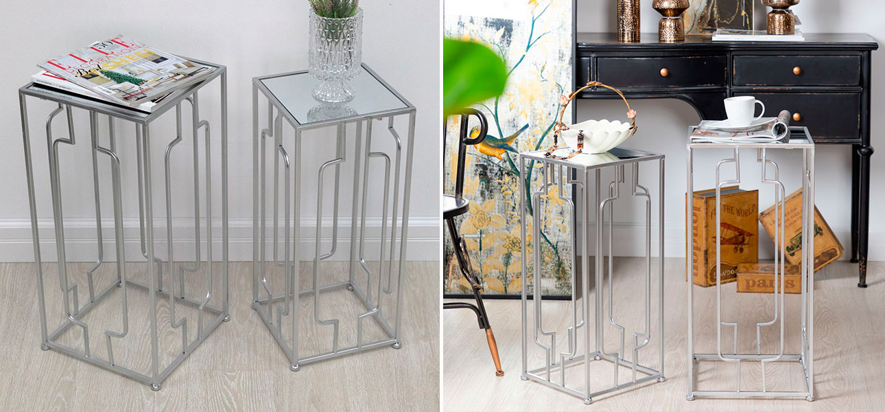 Столик высокий с серебряной основой Edison - фото