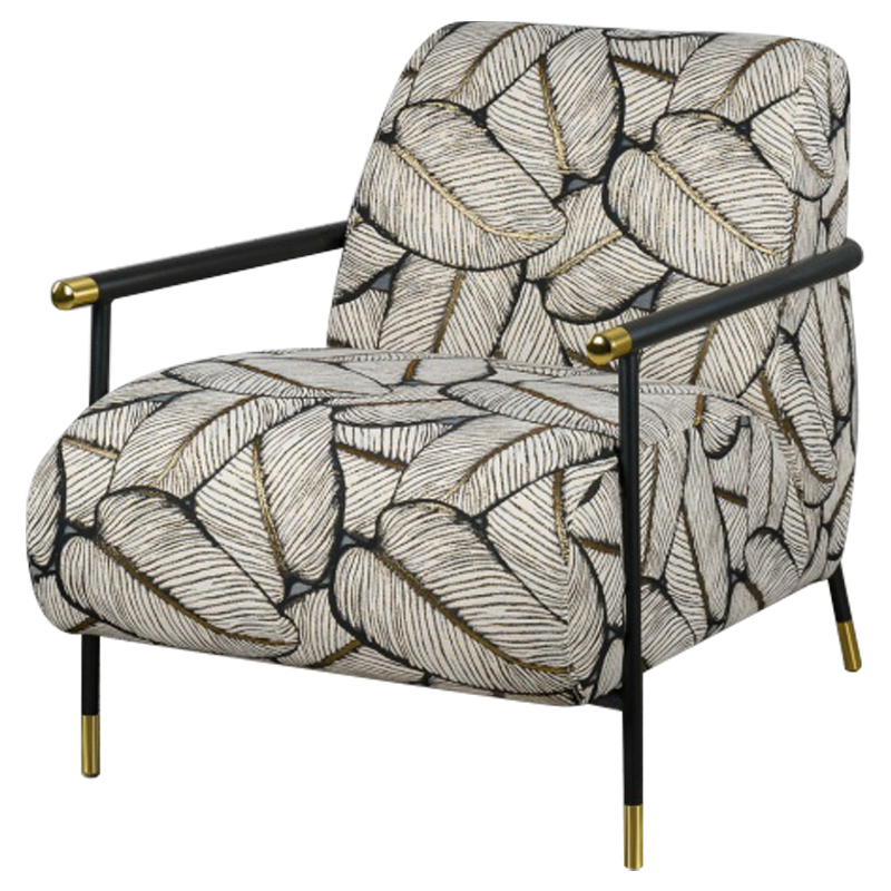 Кресло с Цветным принтом Листья Foliage Armchair Grey Серый ivory ( слоновая кость ) Черный Золотой Кресло с Цветным принтом Листья Foliage Armchair Grey Серый ivory ( слоновая кость ) Черный Золотой в Рязани | Loft Concept