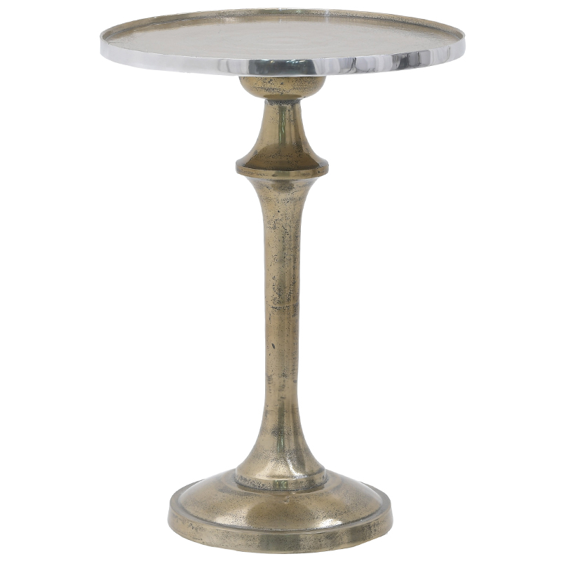 Круглый приставной стол Bourne Patina Side Table Серебряный Золотой Круглый приставной стол Bourne Patina Side Table Серебряный Золотой в Рязани | Loft Concept