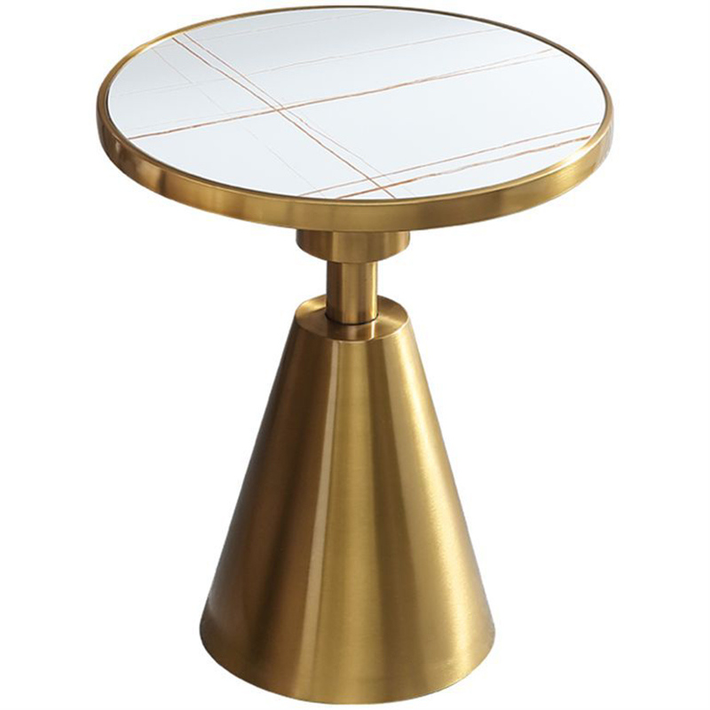 Круглый приставной стол Charmaine Side Table Латунь Белый Круглый приставной стол Charmaine Side Table Латунь Белый в Рязани | Loft Concept