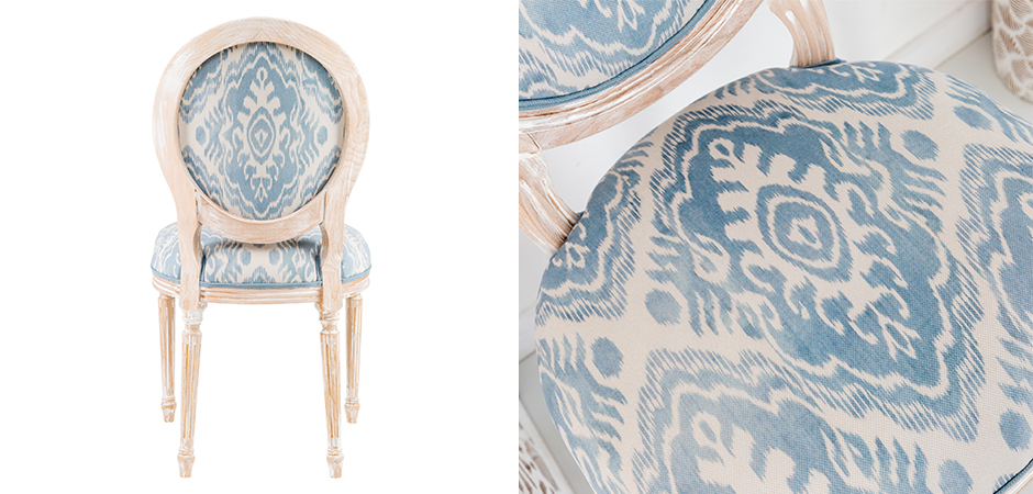 Мягкий стул со светло-голубым узором Ikat Pattern 2 Мягкий стул со светло-голубым узором Ikat Pattern 2 - Loft-Concept в Рязани