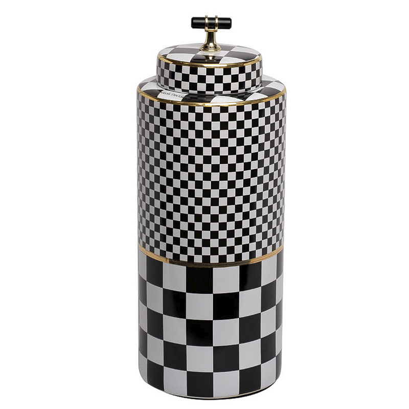 Ваза Chess Vase 37 Черный Белый Золотой Ваза Chess Vase 37 Черный Белый Золотой в Рязани | Loft Concept