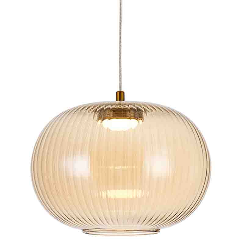 Подвесной светильник с янтарным рифленым стеклянным плафоном Ferm Living Янтарный Латунь Подвесной светильник с янтарным рифленым стеклянным плафоном Ferm Living Янтарный Латунь в Рязани | Loft Concept