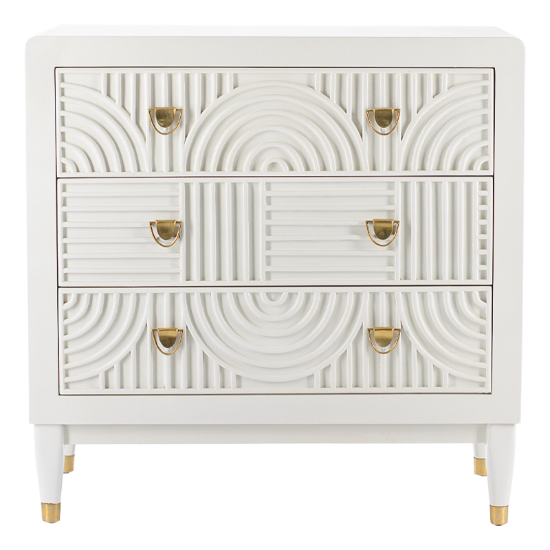 Комод с 3-мя ящиками Seymour Chest Of Drawers white Белый Белый Латунь Комод с 3-мя ящиками Seymour Chest Of Drawers white Белый Белый Латунь в Рязани | Loft Concept