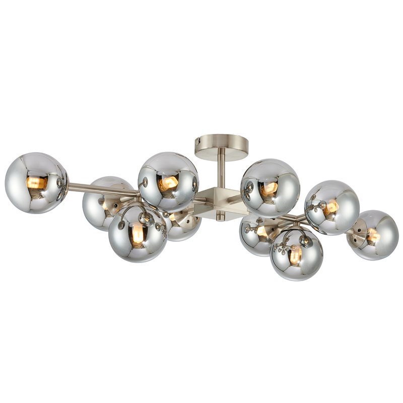 Люстра Berries Chandelier smok 10 Стекло Смок Никель Люстра Berries Chandelier smok 10 Стекло Смок Никель в Рязани | Loft Concept