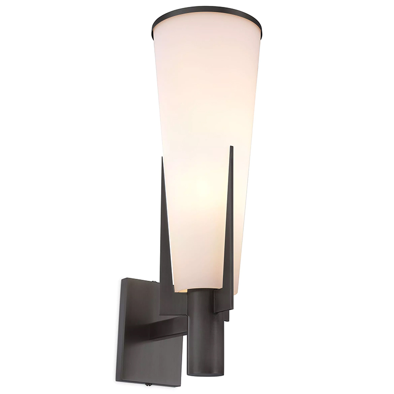 Бра Eichholtz Wall Lamp Dino Bronze Белое матовое стекло Черный Темная бронза Бра Eichholtz Wall Lamp Dino Bronze Белое матовое стекло Черный Темная бронза в Рязани | Loft Concept