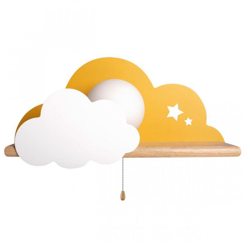 Бра с полкой желтое Облако Wall Lamp Yellow Cloud Желтый Древесина Бра с полкой желтое Облако Wall Lamp Yellow Cloud Желтый Древесина в Рязани | Loft Concept