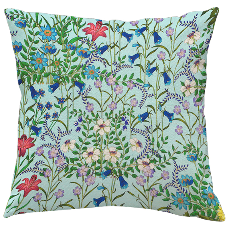 Декоративная подушка Стиль Gucci Wildflowers Blue Светло-голубой Мульти Декоративная подушка Стиль Gucci Wildflowers Blue Светло-голубой Мульти в Рязани | Loft Concept