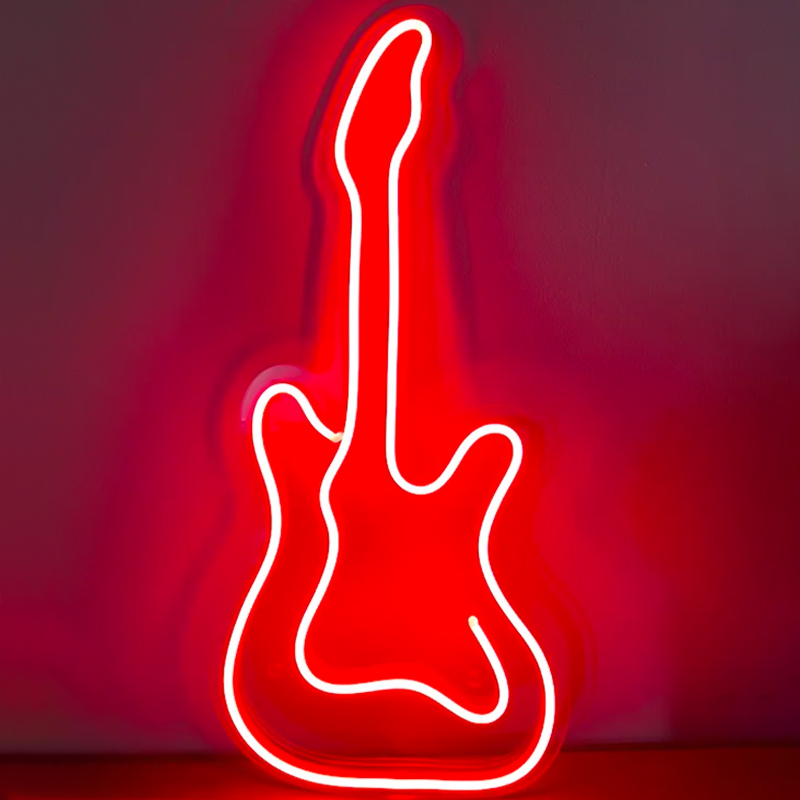 Неоновая настенная лампа Guitar Neon Wall Lamp Красный Прозрачный Неоновая настенная лампа Guitar Neon Wall Lamp Красный Прозрачный в Рязани | Loft Concept