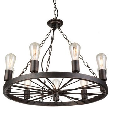 Подвесной светильник Loft Wheel Pendant 9 Коричневый винтаж в Рязани | Loft Concept 