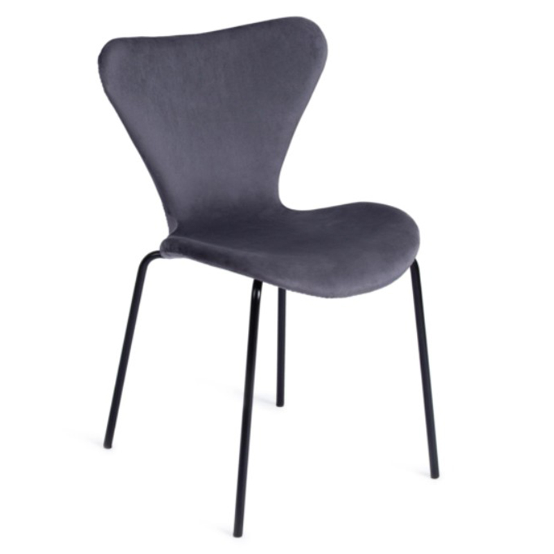 Стул Julissa Grey-Blue Chair флок Серо-голубой Черный Стул Julissa Grey-Blue Chair флок Серо-голубой Черный в Рязани | Loft Concept