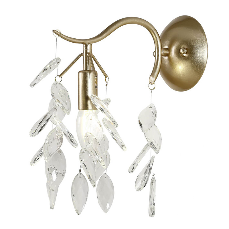 Бра Hanging Crystal Leaves Wall Lamp матовое золото Прозрачный (Transparent) в Рязани | Loft Concept 