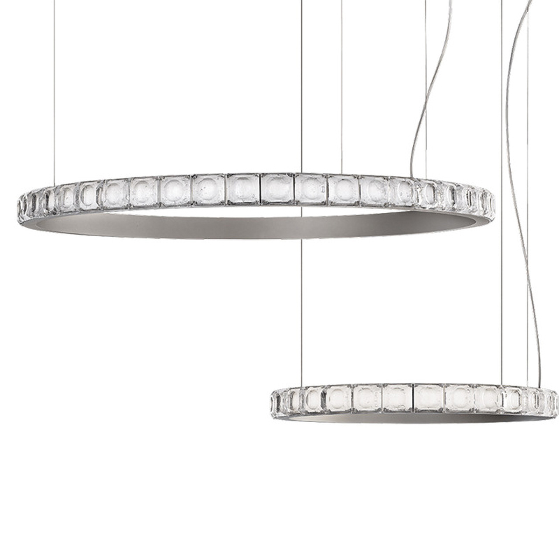 Люстра Ring horizontal silver chandelier Прозрачный Серебряный Люстра Ring horizontal silver chandelier Прозрачный Серебряный в Рязани | Loft Concept