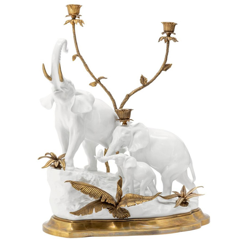 Подсвечник Abhika Candleholder Atlanta Elephants Белый Золотой Подсвечник Abhika Candleholder Atlanta Elephants Белый Золотой в Рязани | Loft Concept