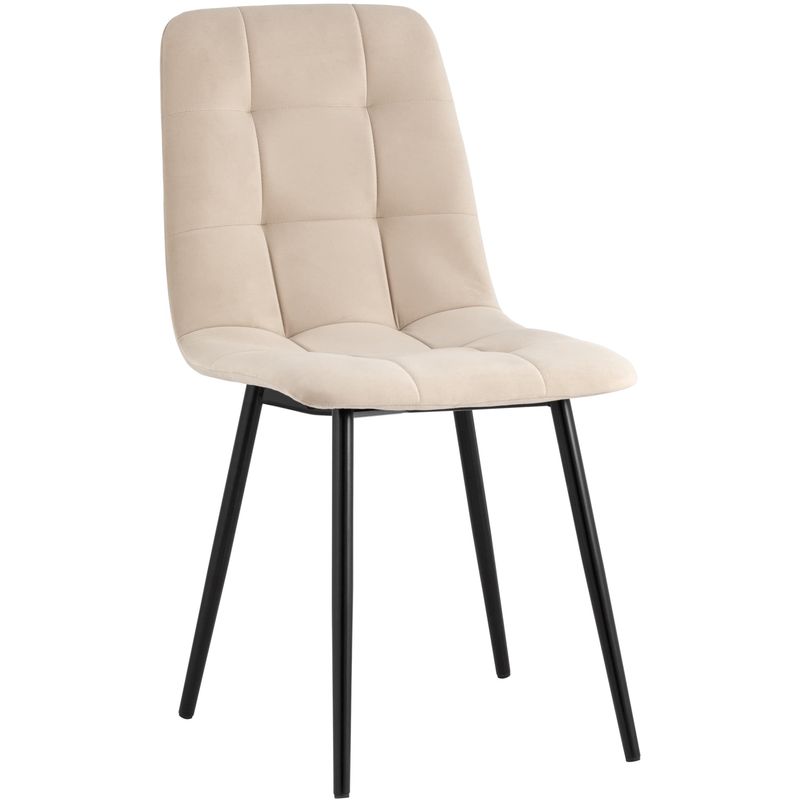Стул NANCY S-2 Chair Бежевый Велюр Бежевый Черный Стул NANCY S-2 Chair Бежевый Велюр Бежевый Черный в Рязани | Loft Concept