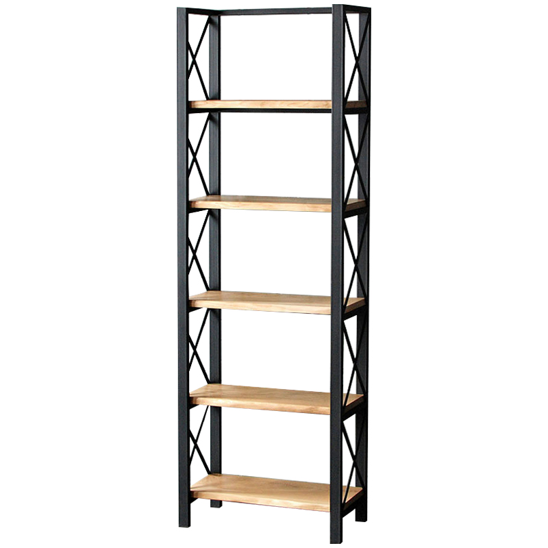 Стеллаж Forster Industrial Metal Rust Rack Черный Светлый дуб Стеллаж Forster Industrial Metal Rust Rack Черный Светлый дуб в Рязани | Loft Concept