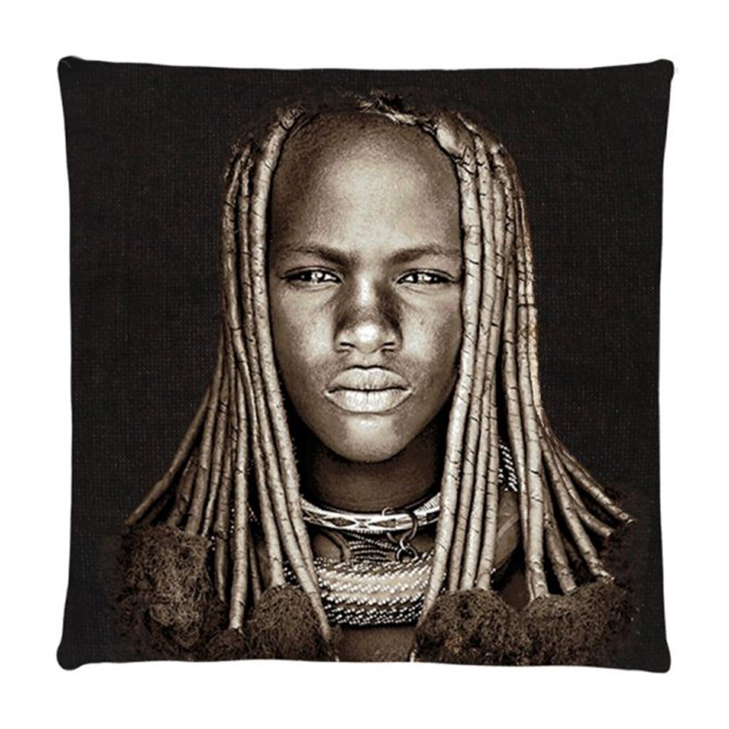 Декоративная Подушка Himba Girl Namibia Черный Серый в Рязани | Loft Concept 