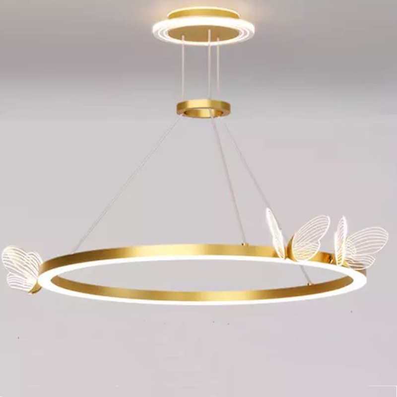 Подвесной светильник с бабочками Butterfly Ring F Прозрачный Латунь Подвесной светильник с бабочками Butterfly Ring F Прозрачный Латунь в Рязани | Loft Concept