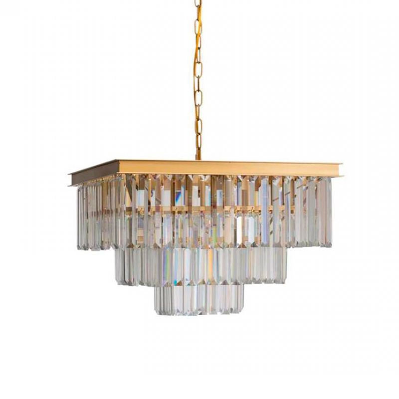 Квадратная Люстра RH 1920s Odeon GOLD iron Three Layers Прозрачное Стекло 50х50 Золотой Прозрачное Стекло Квадратная Люстра RH 1920s Odeon GOLD iron Three Layers Прозрачное Стекло 50х50 Золотой Прозрачное Стекло в Рязани | Loft Concept