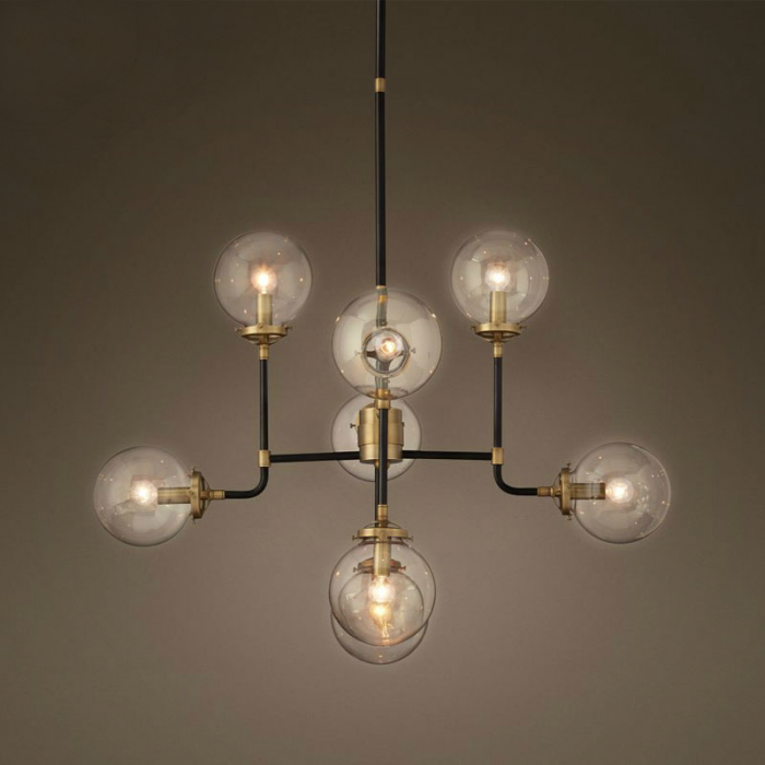 Люстра Bistro Globe Clear Glass Chandelier 8 Черный Люстра Bistro Globe Clear Glass Chandelier 8 Черный в Рязани | Loft Concept