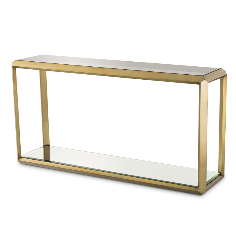 Консоль Eichholtz CONSOLE TABLE CALLUM Латунь Стекло Смок Консоль Eichholtz CONSOLE TABLE CALLUM Латунь Стекло Смок в Рязани | Loft Concept