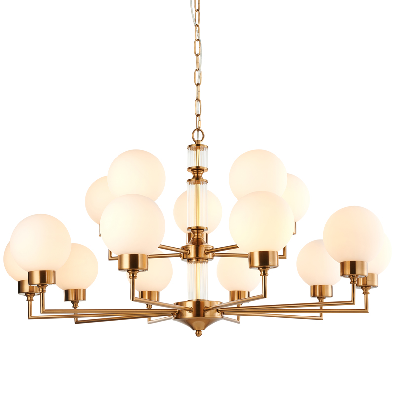 Люстра Zibille Chandelier Brass 93 Латунь Белое матовое стекло Прозрачный Люстра Zibille Chandelier Brass 93 Латунь Белое матовое стекло Прозрачный в Рязани | Loft Concept