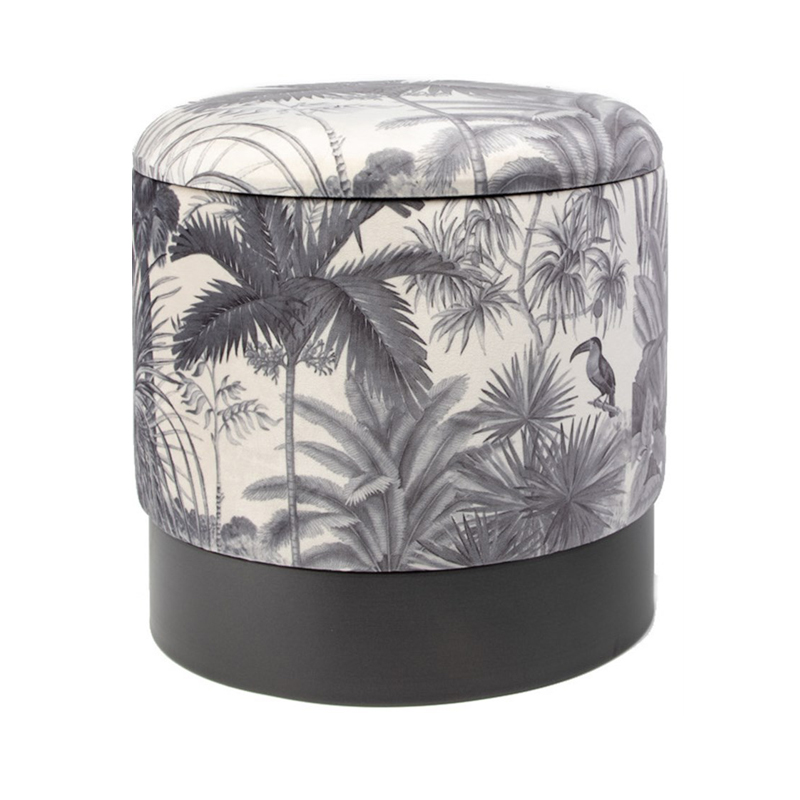 Пуф PUF Jungle Print plants&toucan small Мульти Черный в Рязани | Loft Concept 