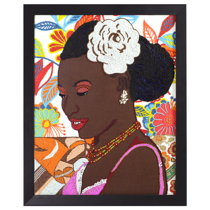 Картина ручная вышивка бисером Portrait of Mnonja with Flower in Her Hair Мульти Картина ручная вышивка бисером Portrait of Mnonja with Flower in Her Hair Мульти в Рязани | Loft Concept