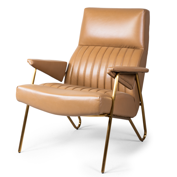Кресло Solonar light brown leather Коричневый Глянцевое золото Кресло Solonar light brown leather Коричневый Глянцевое золото в Рязани | Loft Concept