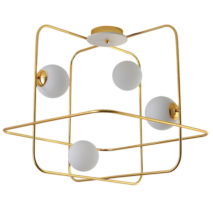 Люстра Broken Squares Balls Brass Белый Латунь Люстра Broken Squares Balls Brass Белый Латунь в Рязани | Loft Concept