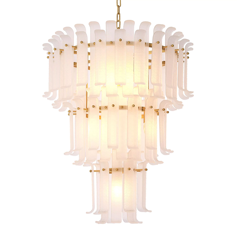 Люстра Philipp Plein Chandelier Rodeo Drive L Белая Белое матовое стекло Латунь в Рязани | Loft Concept 