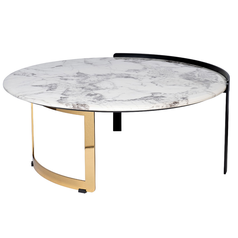 Кофейный стол Rodgeir Coffee Table Черный Глянцевое золото Белый Мрамор Bianco Кофейный стол Rodgeir Coffee Table Черный Глянцевое золото Белый Мрамор Bianco в Рязани | Loft Concept