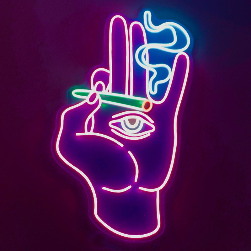 Неоновая настенная лампа Smoking Hand Neon Wall Lamp Розовый Мульти Неоновая настенная лампа Smoking Hand Neon Wall Lamp Розовый Мульти в Рязани | Loft Concept