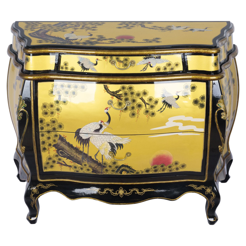 Китайский комод с журавлями Grus chest of drawers Черный Золотой Китайский комод с журавлями Grus chest of drawers Черный Золотой в Рязани | Loft Concept