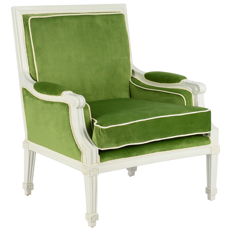 Кресло French Provence Armchair Ferrand green Зеленый смок Белый Кресло French Provence Armchair Ferrand green Зеленый смок Белый в Рязани | Loft Concept