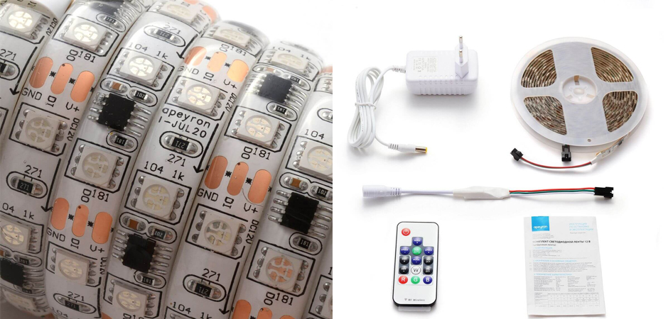 Комплект светодиодной влагозащищенной ленты 14,4W/m 60Led/m 5050SMD разноцветный 5 метров Комплект светодиодной влагозащищенной ленты 14,4W/m 60Led/m 5050SMD разноцветный 5 метров - Loft-Concept в Рязани